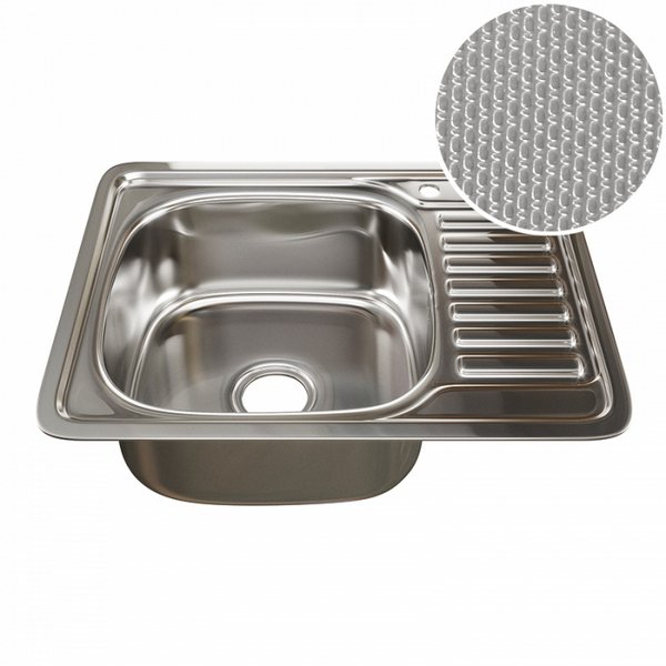 Кухонная мойка Mixline 532308 58x48, с крылом, левая, цвет хром с декором