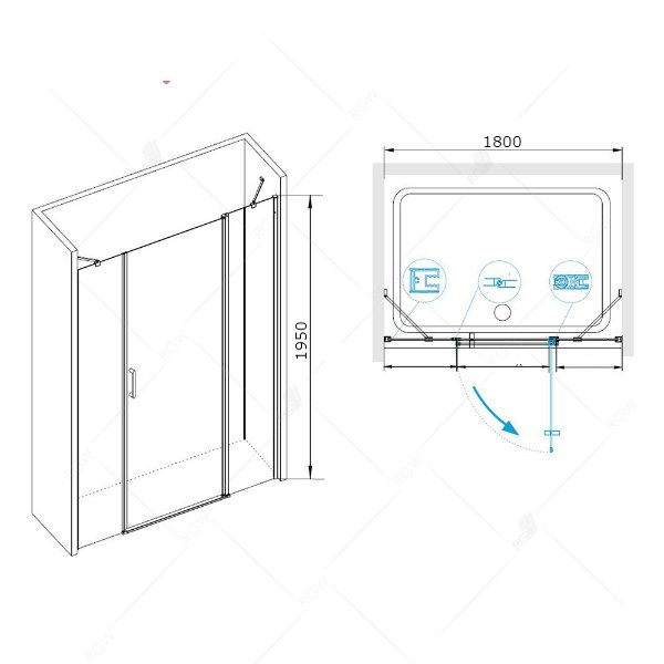 Душевая дверь RGW Leipzig LE-09 180x195, стекло прозрачное, профиль хром - фото 1