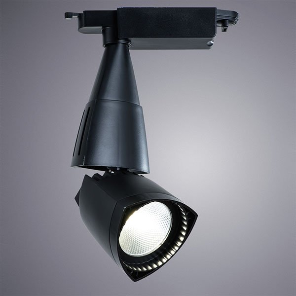 Трековый светильник Arte Lamp Lynx A3830PL-1BK, арматура черная, плафон металл черный, 10х13 см