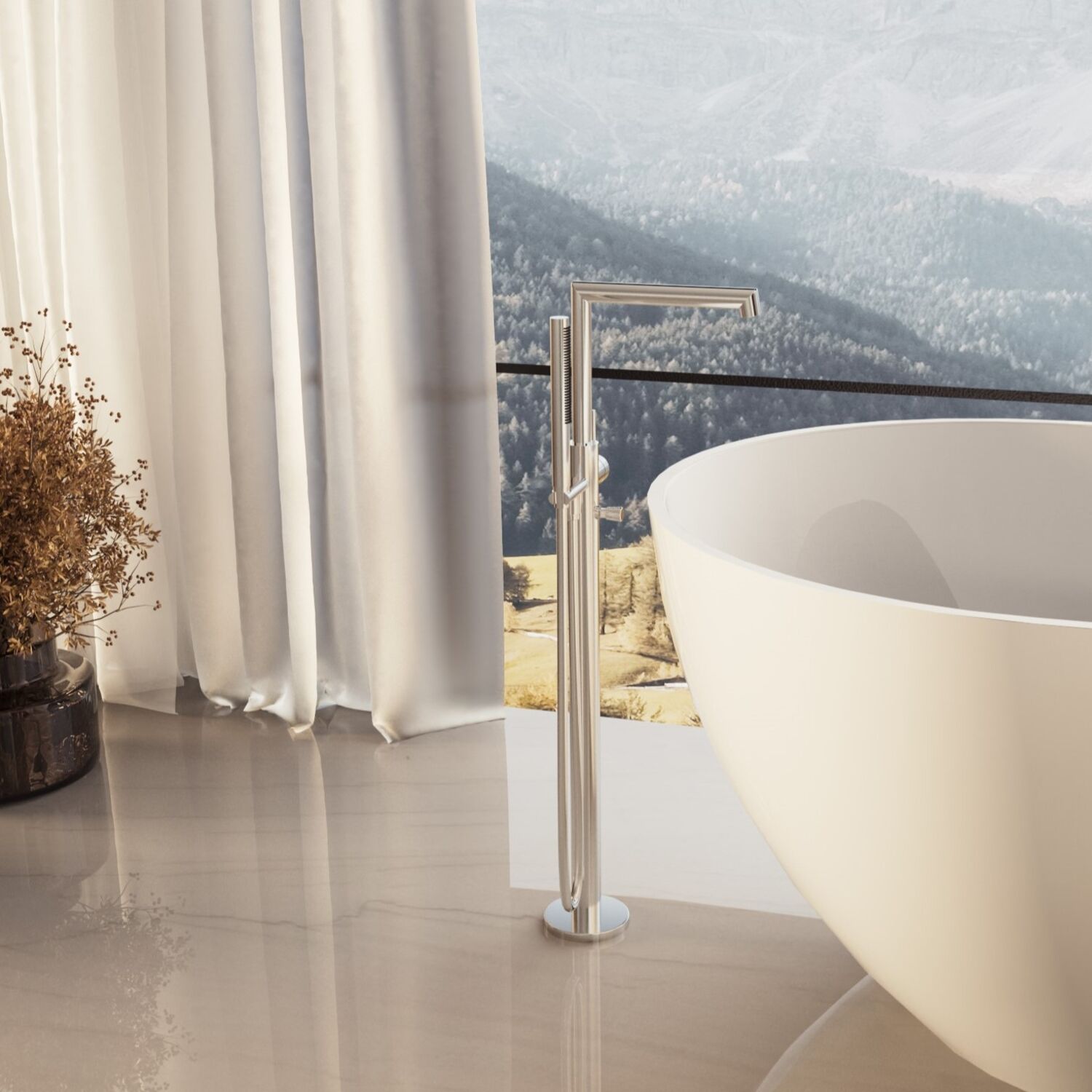 Смеситель Vincea Rim VTF-2RMCH для ванны с душем, напольный, цвет хром - фото 1