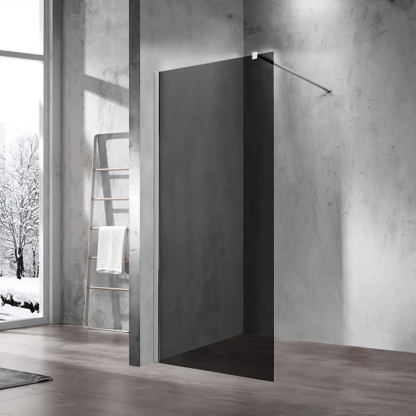 Душевая перегородка Vincea Walk in 100x200, стекло тонированное, профиль черный матовый