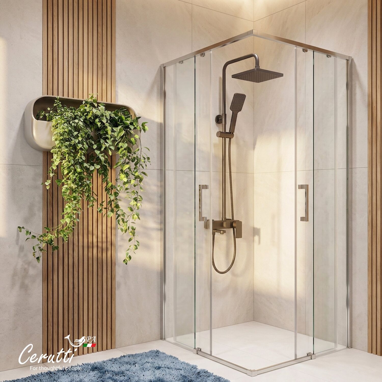 Душевой уголок CeruttiSPA Santa 90 90x90, стекло прозрачное, профиль хром матовый