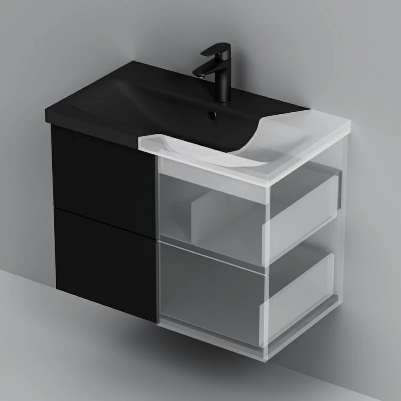Тумба под раковину AM.PM Gem 75 подвесная, цвет черный матовый - фото 1