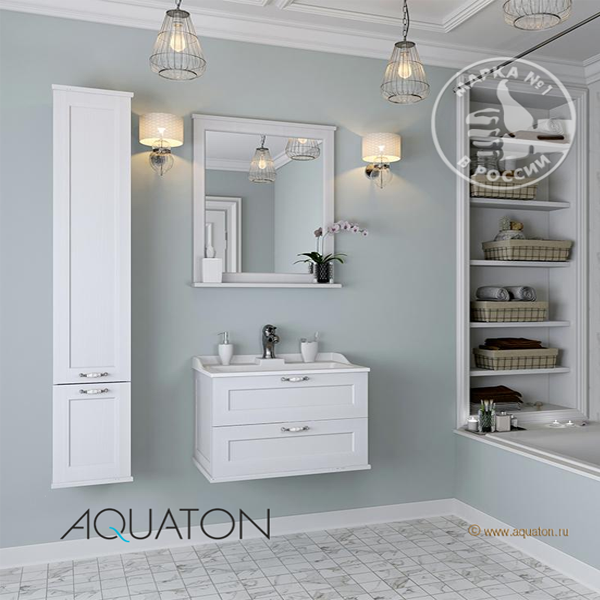 Мебель для ванной Акватон Леон 80, цвет белый дуб