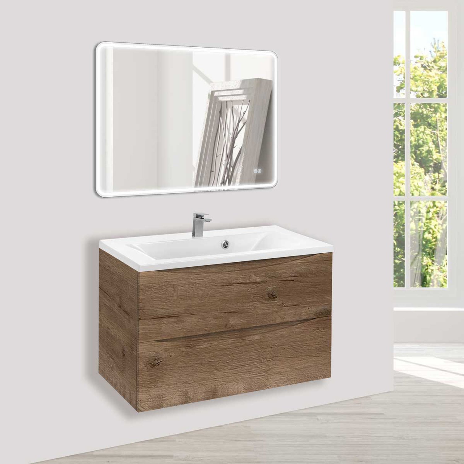 Мебель для ванной Vincea Mia 75, под раковину из искусственного камня, цвет винтажный дуб - фото 1