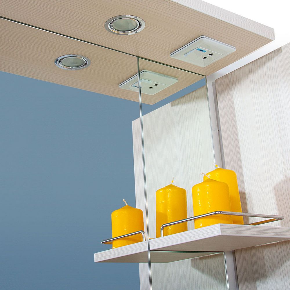 Шкаф-зеркало Бриклаер Бали 90 L левое, цвет светлая лиственница / белый глянец