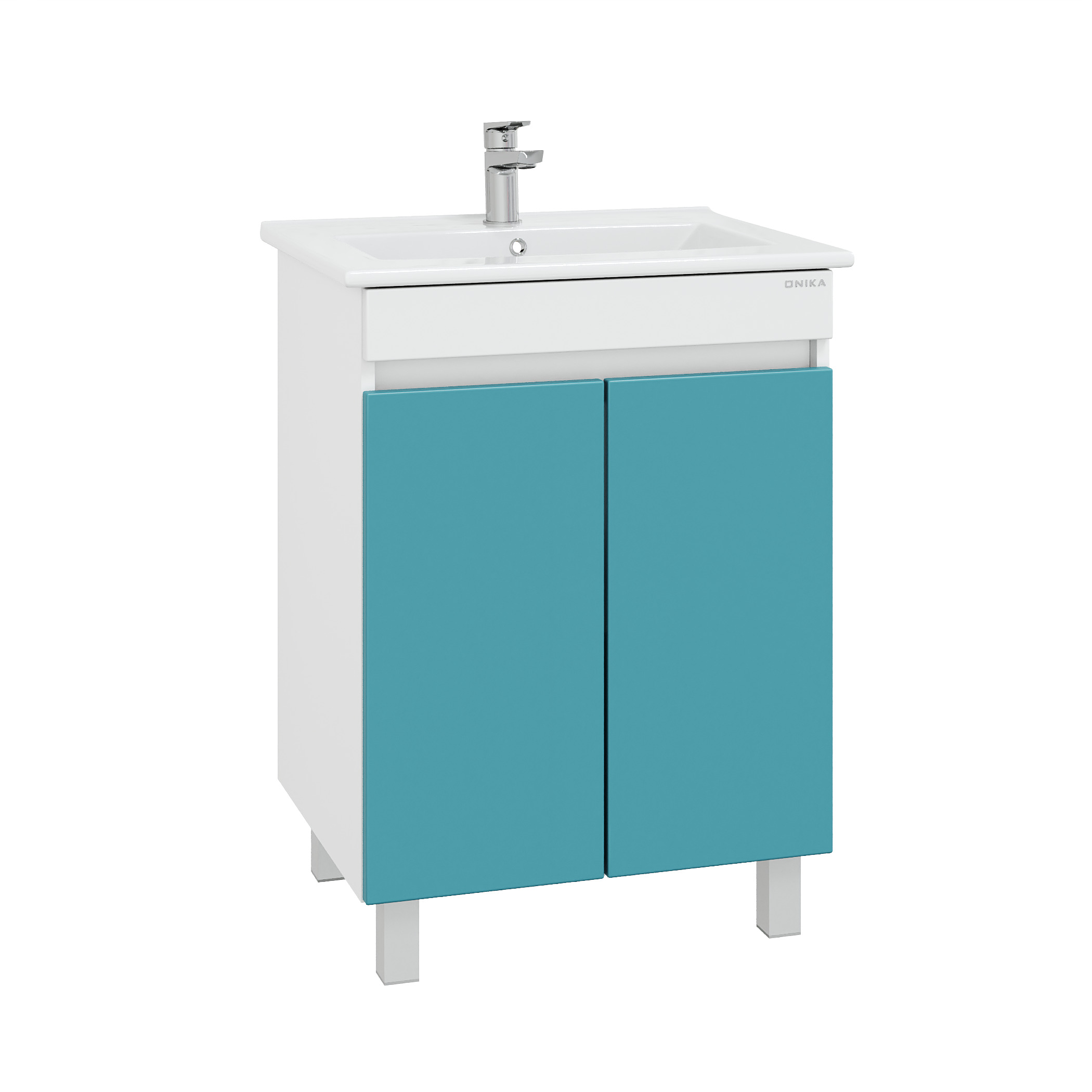 Мебель для ванной Оника Марви 60, цвет белый / бирюза