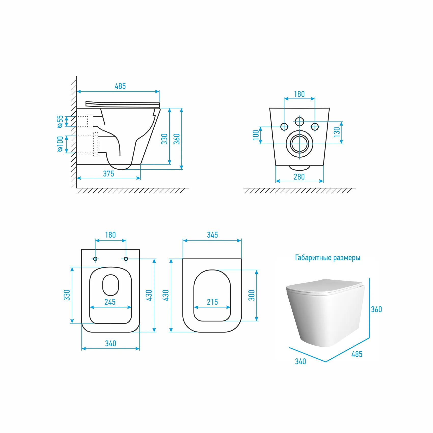Комплект: Инсталляция JK03351 + Кнопка JK205552 черная / хром + Verna JK3021022 белый унитаз