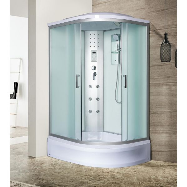 Душевая кабина River Dunay 120/90/24 МТ L 120x90, левая, стекло матовое, профиль хром матовый, с крышей, с гидромассажем