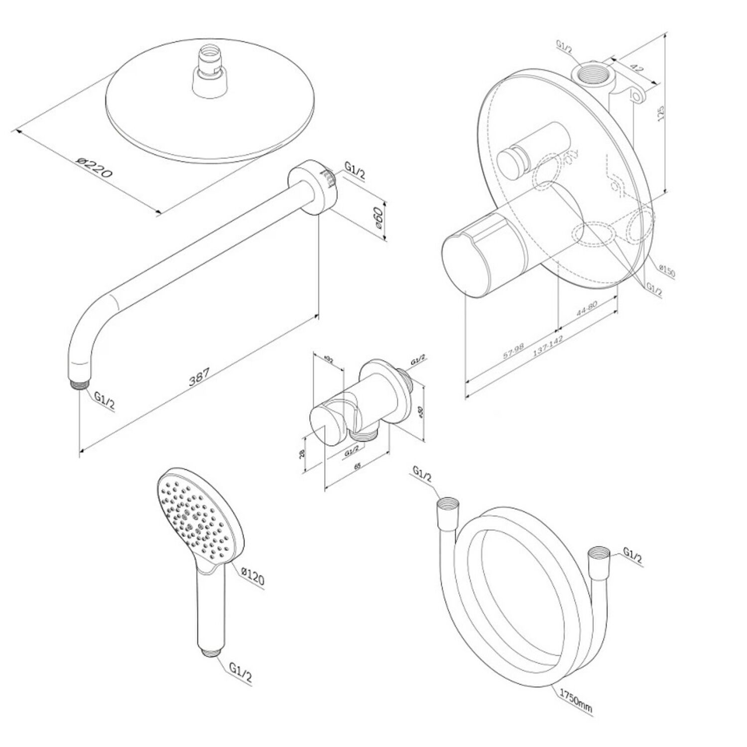 Душевой комплект AM.PM X-Joy Touch Reel FP85A1RH20, встраиваемый, цвет хром - фото 1