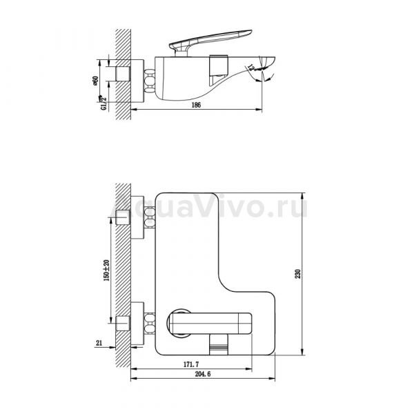 Смеситель Lemark Bellario LM6802C для ванны с душем, цвет хром - фото 1