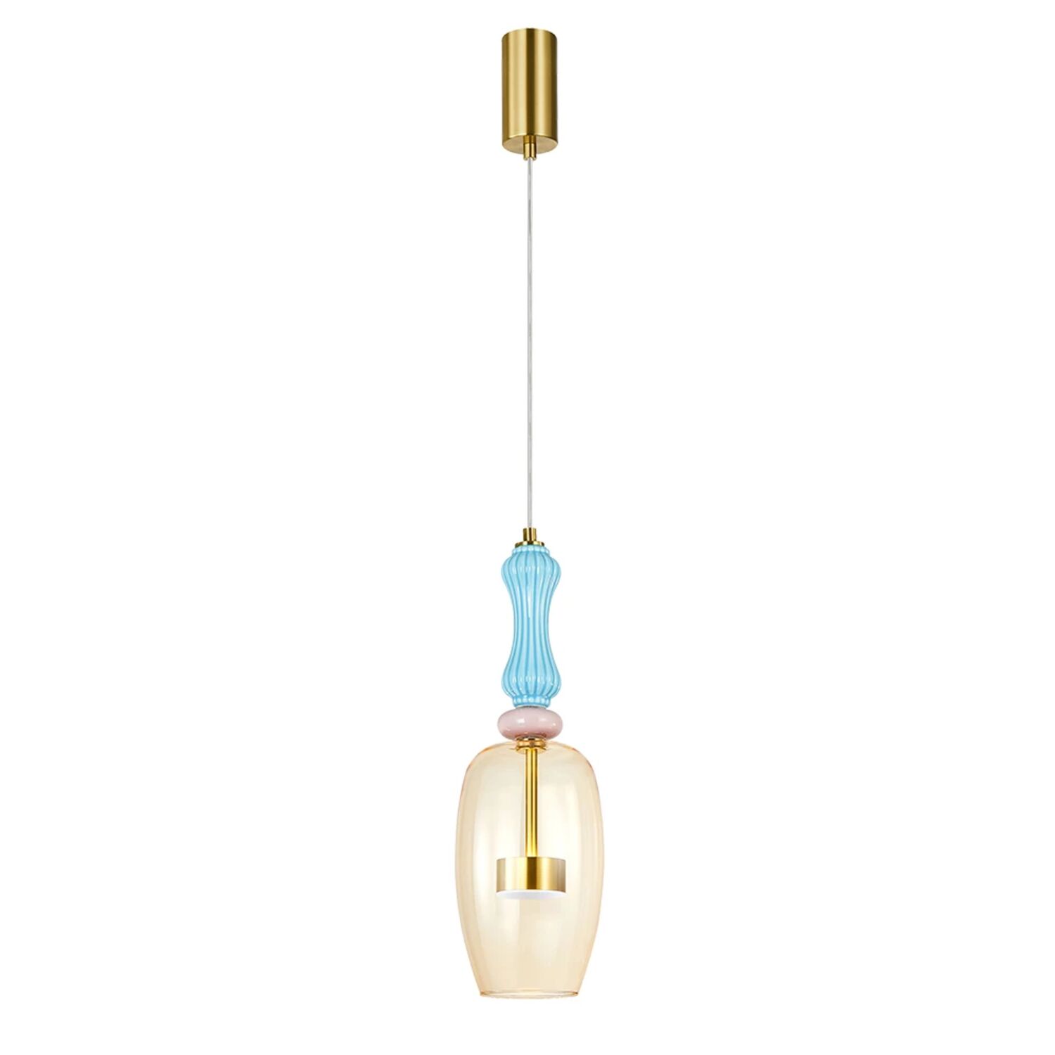 Подвесной светильник Arte Lamp Coral A2405SP-9YL, арматура латунь, плафон стекло желтое