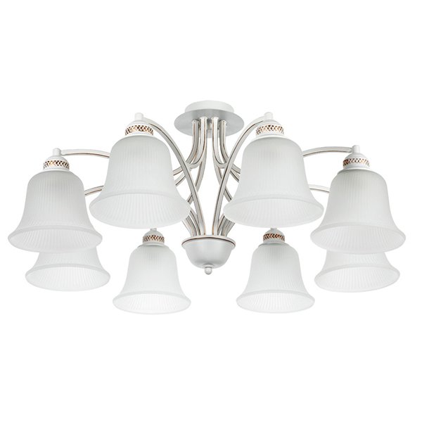 Потолочная люстра Arte Lamp Emma A2713PL-8WG, арматура белая / золото, плафоны стекло белое, 80х80 см