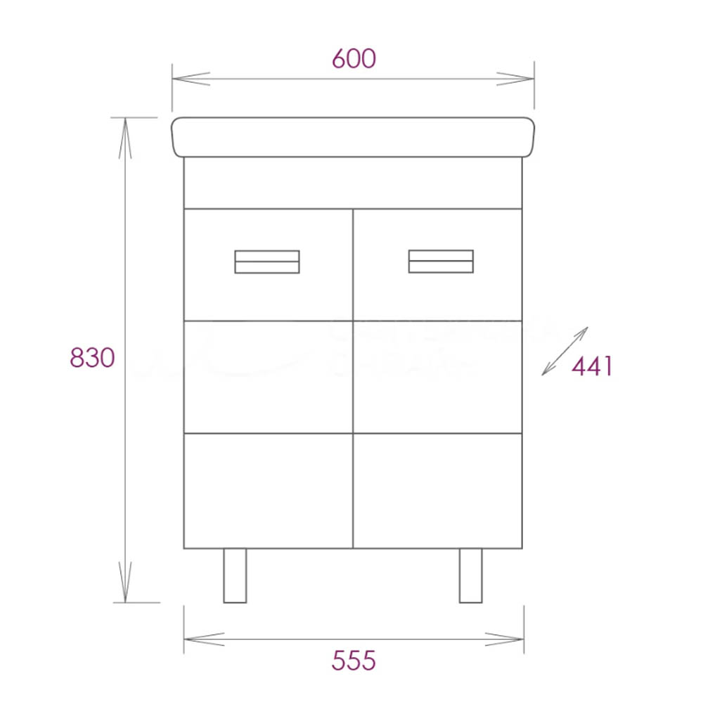 Тумба под раковину Оника Балтика-Квадро Black 60, цвет белый / черный - фото 1