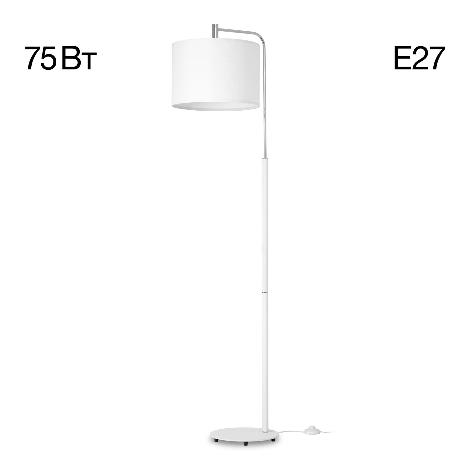 Торшер Citilux Тевин CL806030, арматура белая / хром, плафоны текстиль белый