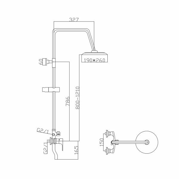 Душевая стойка Mixline ML2416, с верхним душем, смесителем, цвет хром