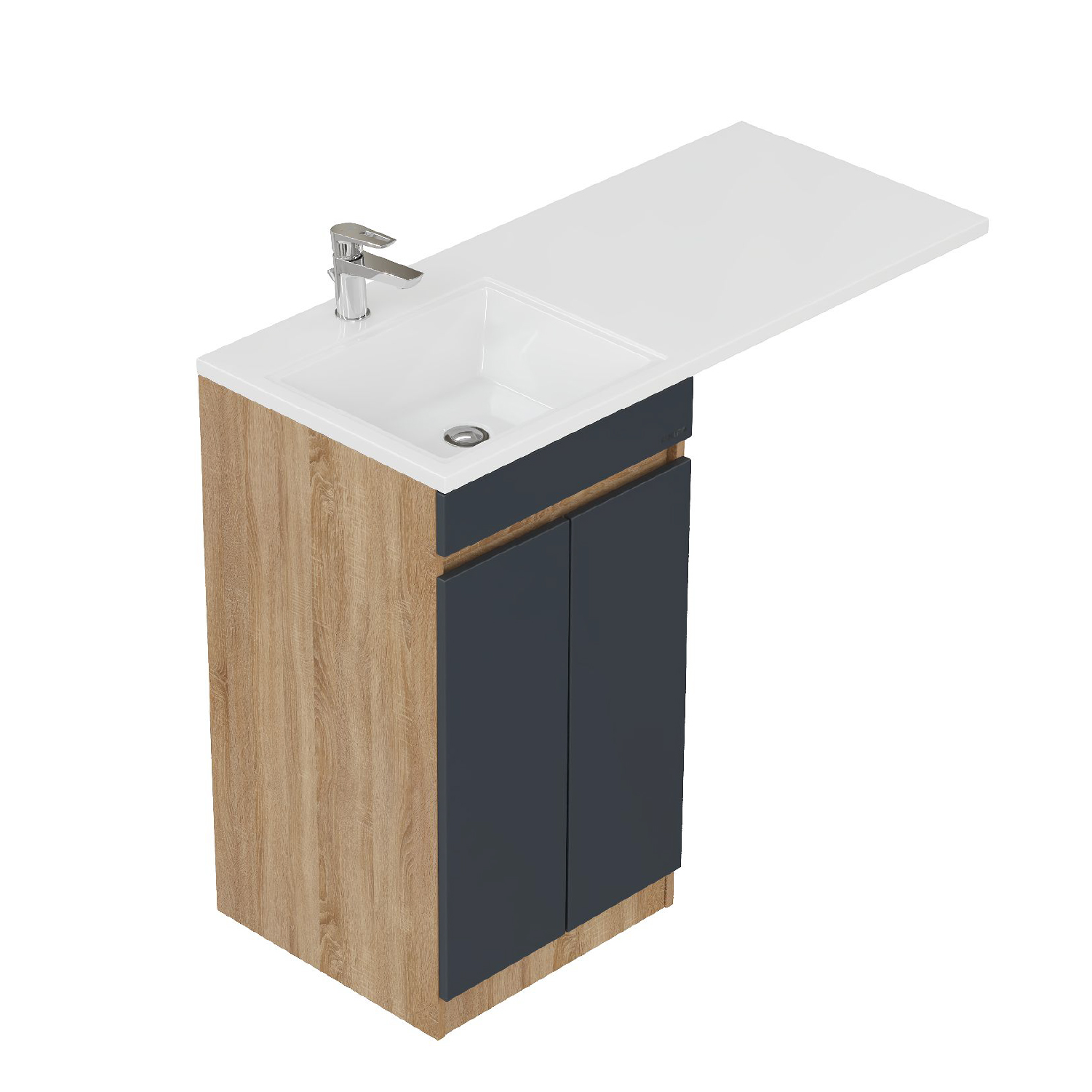 Мебель для ванной Оника Милтон Нова 120, с тумбой 58 см, с дверцами, цвет серый / дуб сонома