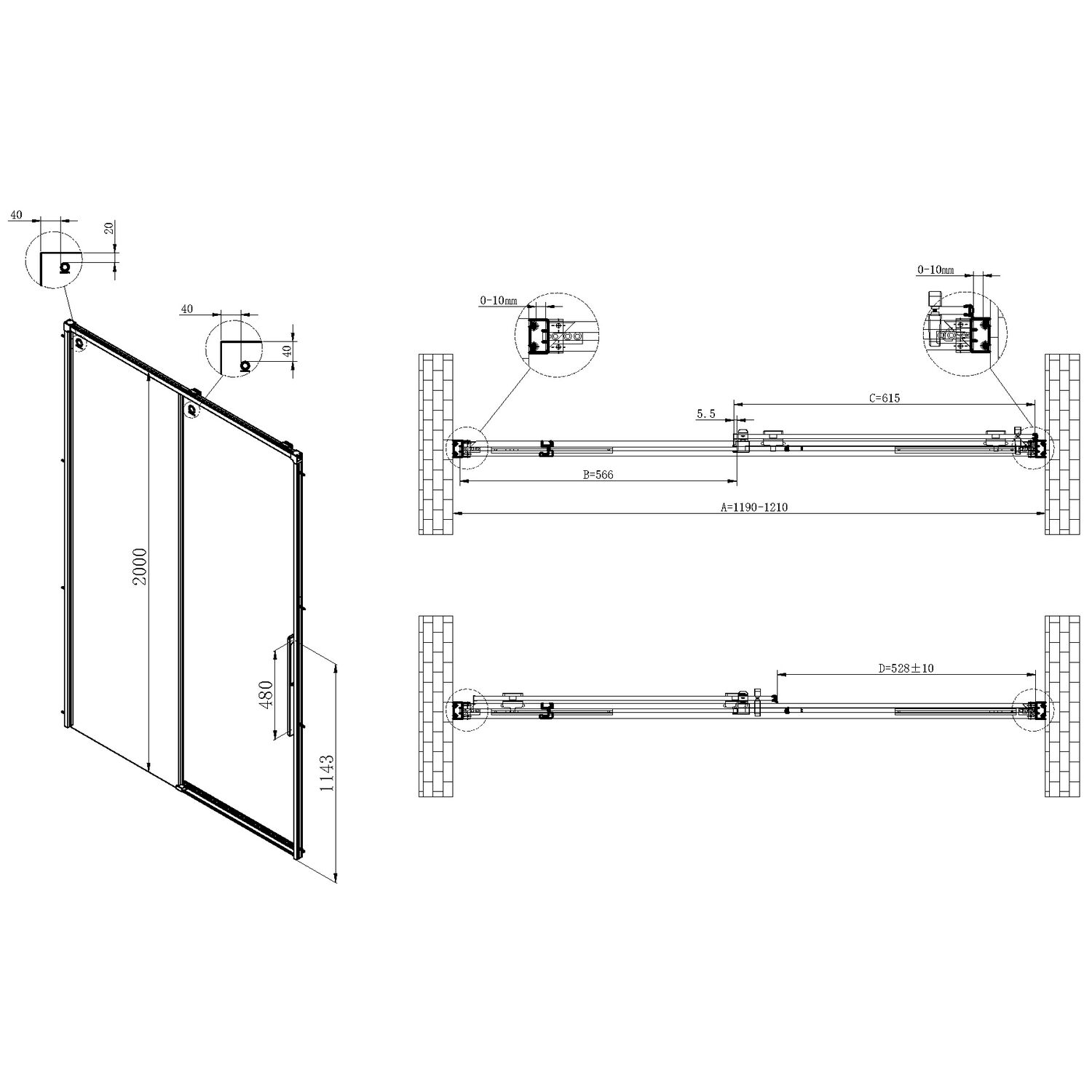 Душевая дверь Vincea Ultima VDS-7UL 120x200, стекло прозрачное, профиль хром - фото 1