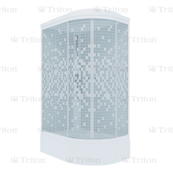 Душевая кабина Тритон Коралл 120x80 В, левая, стекло прозрачное с мозаикой, профиль белый