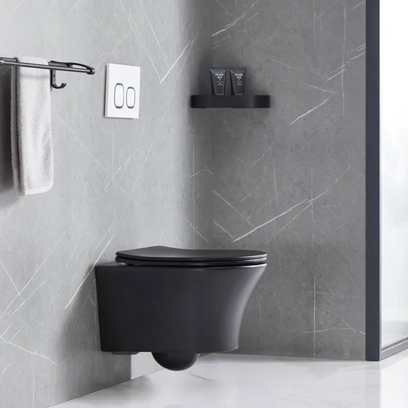 Унитаз CeruttiSPA Adige Aria MB CT9246 подвесной, безободковый, с сиденьем микролифт, цвет черный матовый - фото 1