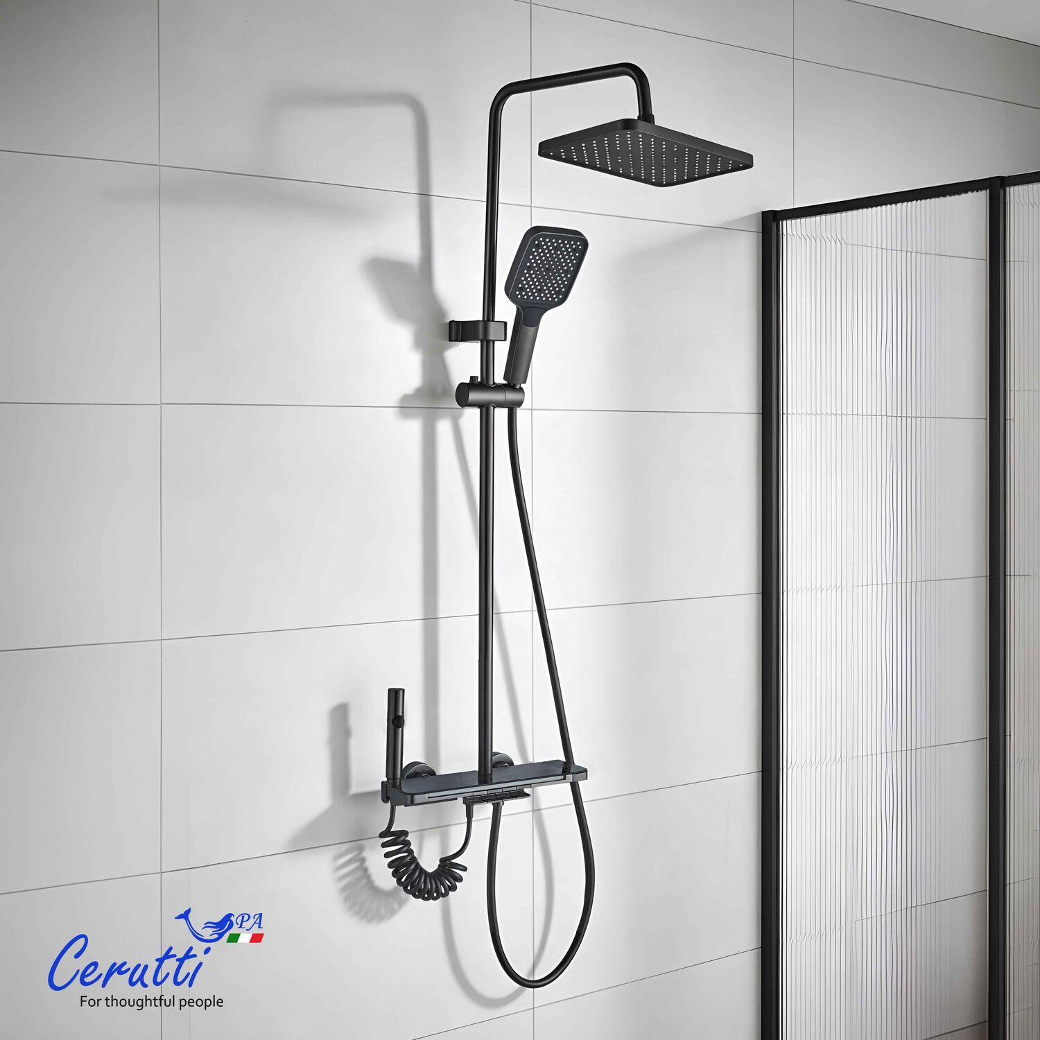 Душевая стойка CeruttiSPA Tore, с подсветкой, цвет графит - фото 1