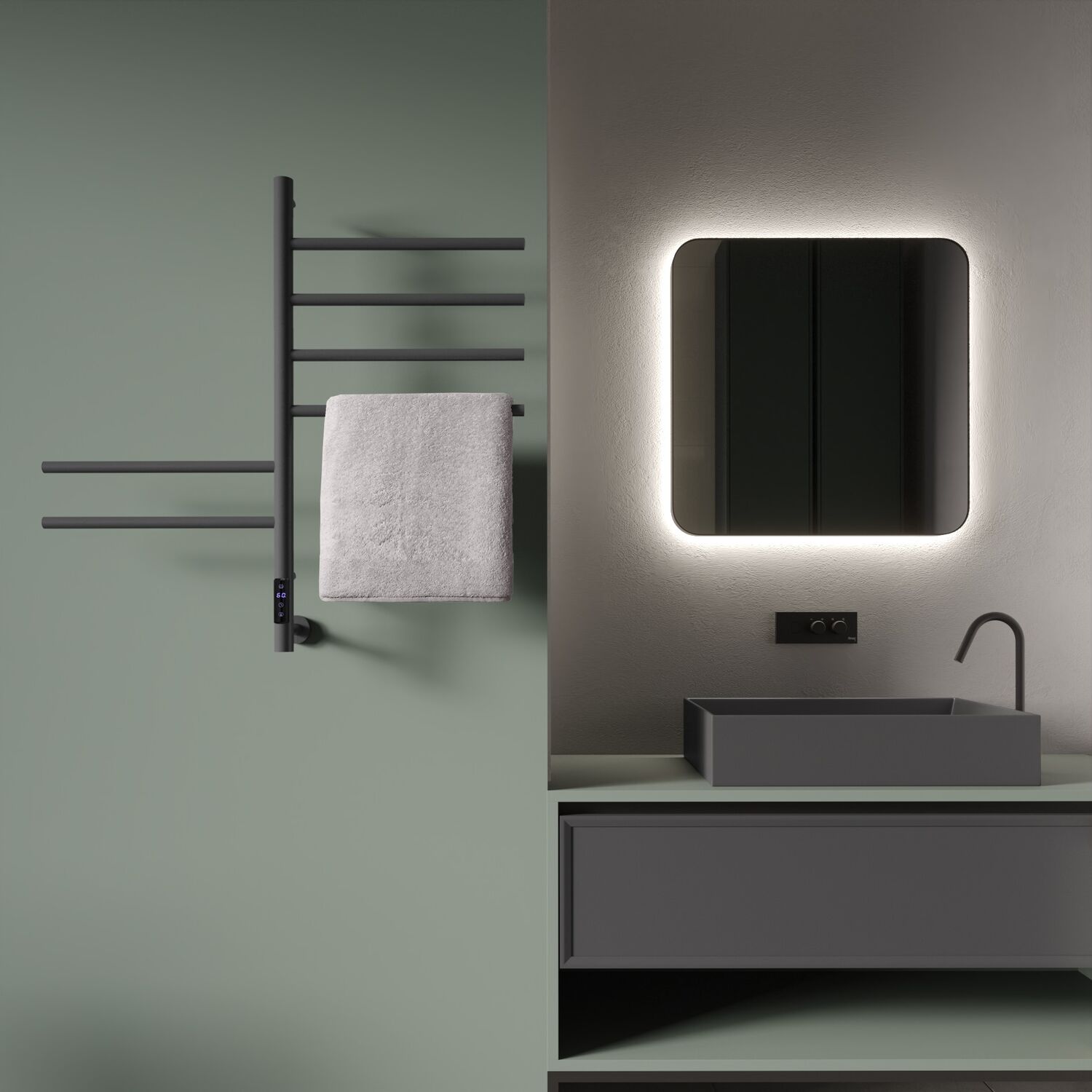 Полотенцесушитель Vincea VTD-1S2CGE 43х80 электрический, цвет графит - фото 1