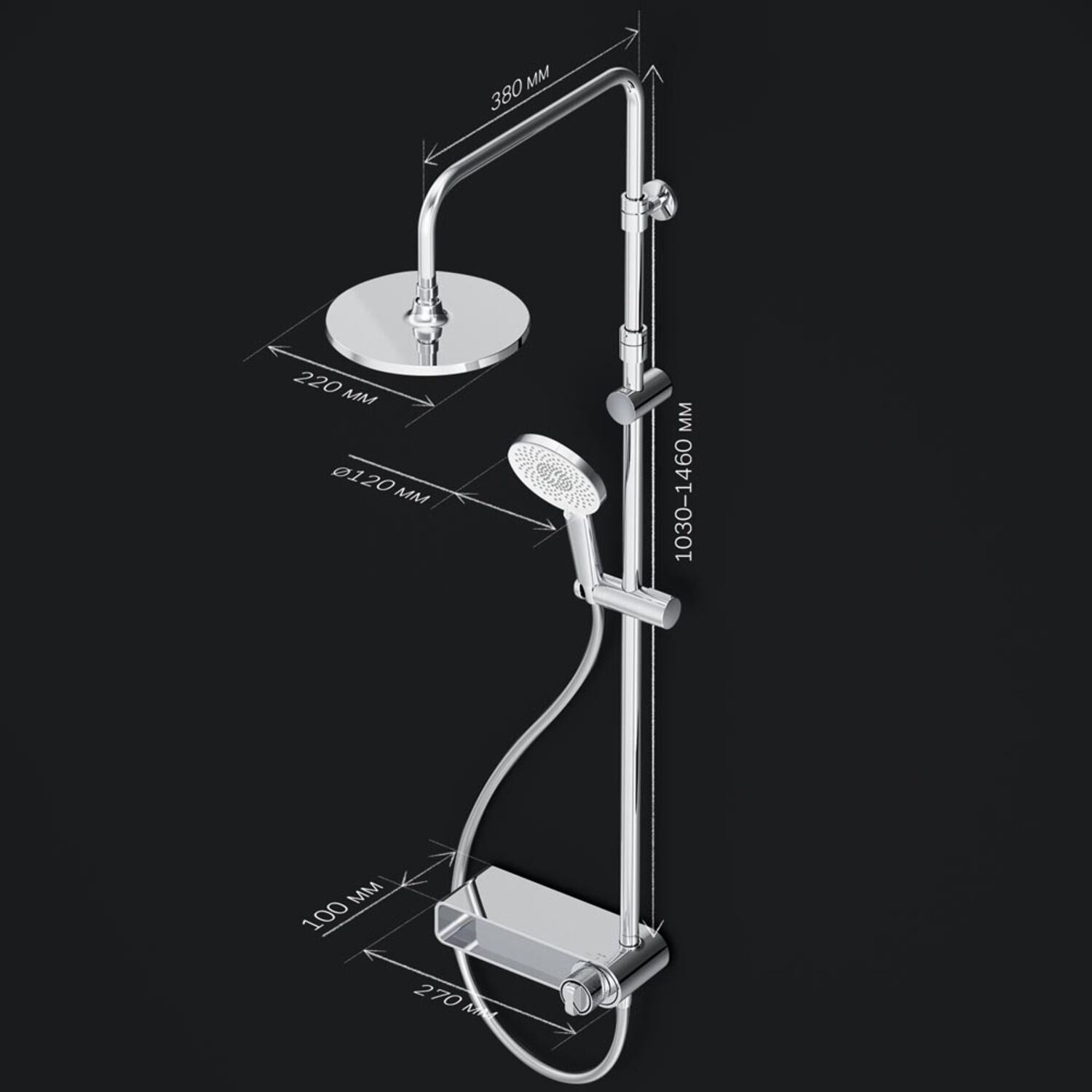 Душевая стойка AM.PM X-Joy F0785A600, с верхним душем, смесителем, цвет хром  - фото 1