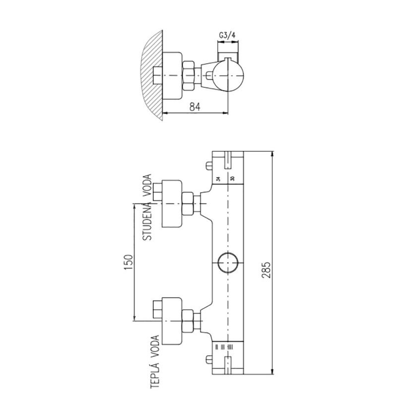 Смеситель Rav Slezak Dunaj Termostat TRM81.5 для душа, термостат - фото 1