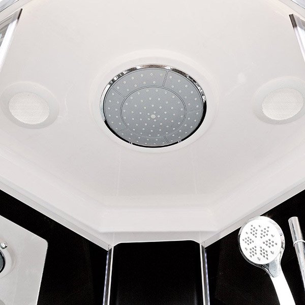 Душевая кабина Deto BM1590 LED Black 90x90, стекло матовое с узором, профиль хром глянцевый, с сенсорным управлением, с подсветкой