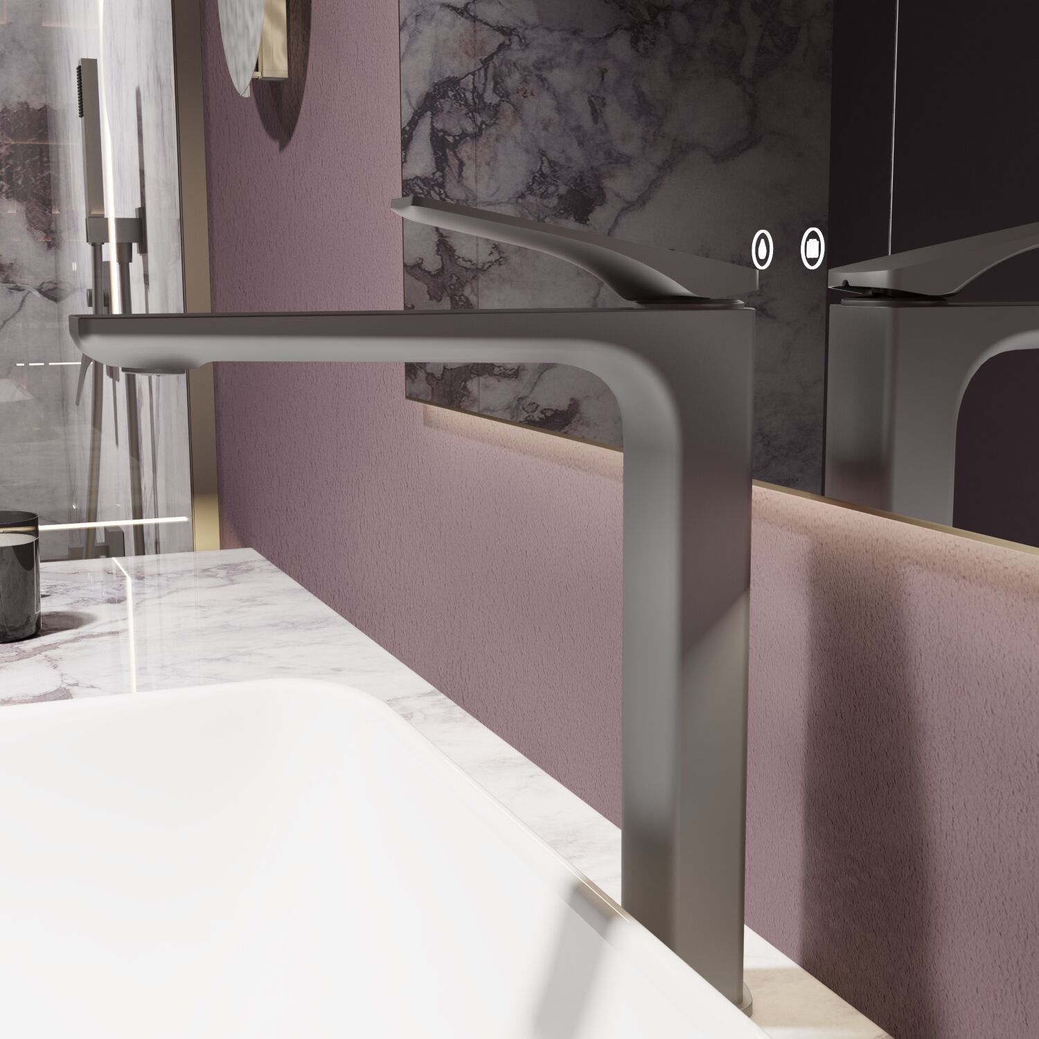 Смеситель Vincea Puro VBF-5P02GM для раковины, цвет вороненая сталь - фото 1