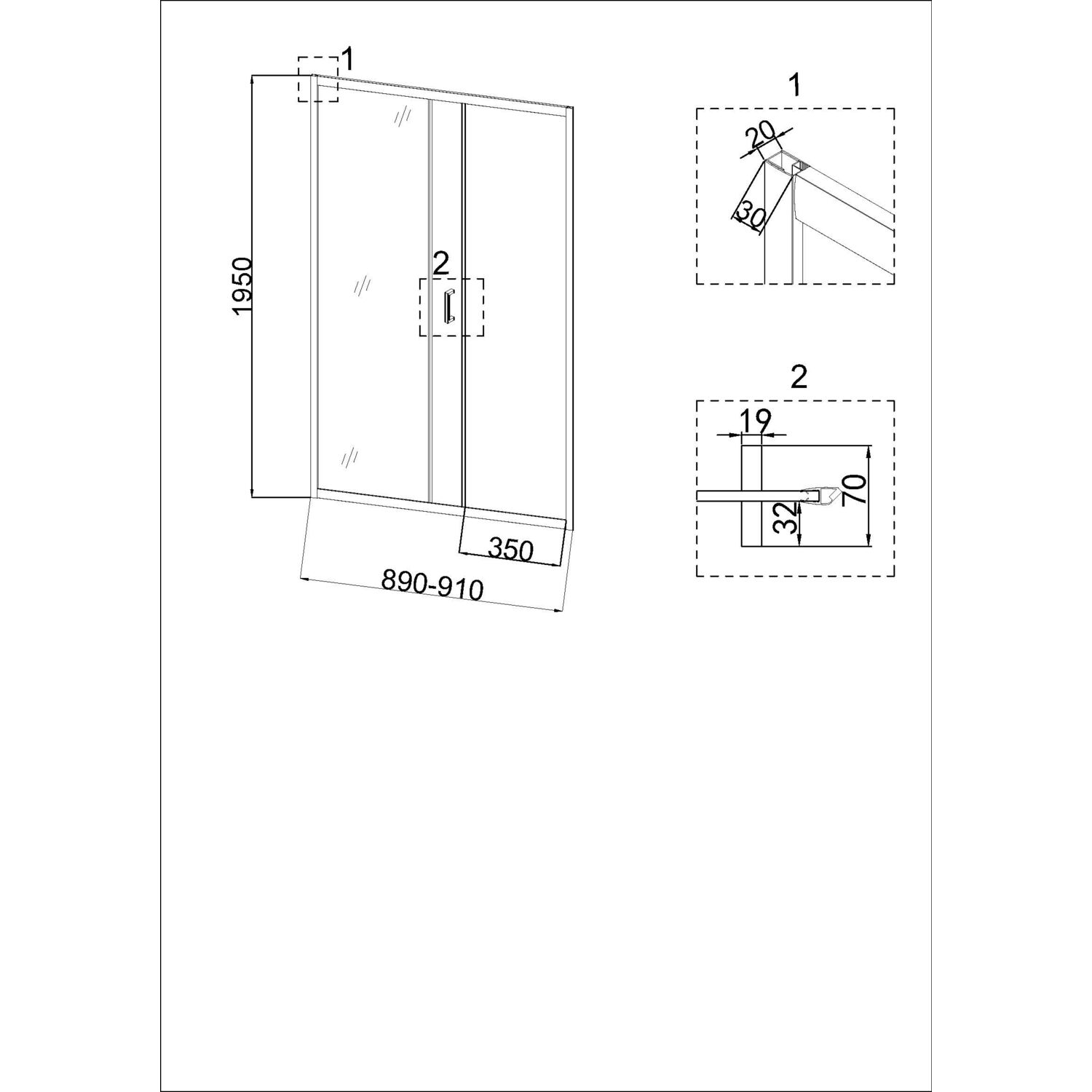 Душевая дверь Niagara Nova NG-42-9AG 90x195, стекло прозрачное, профиль золото  - фото 1
