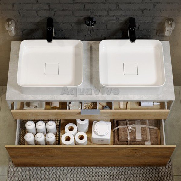Мебель для ванной Aqwella Mobi 120, цвет бетон светлый/дуб балтийский - фото 1