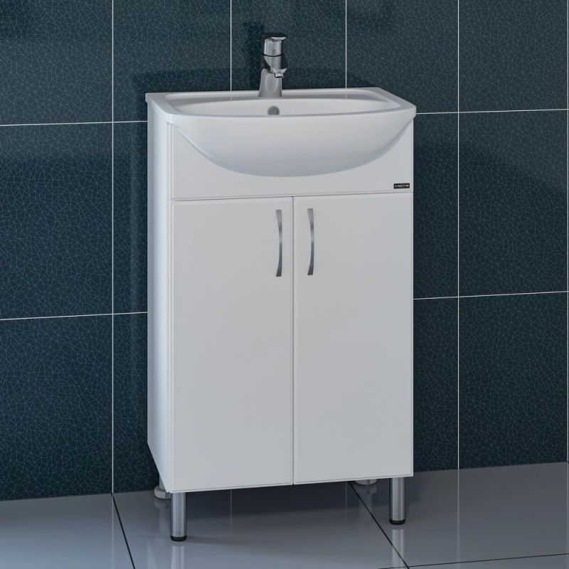 Тумба под раковину Санта Сити 50 напольная, с дверцами, цвет белый