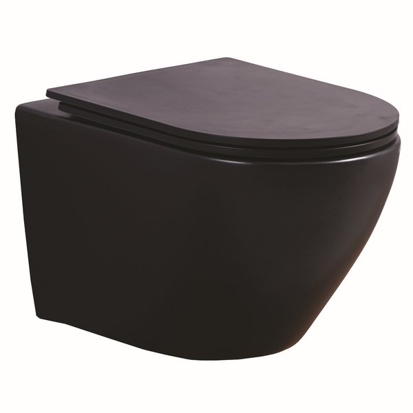 Унитаз Esbano Azalea Matt Black подвесной, безободковый, с сиденьем микролифт, цвет черный матовый
