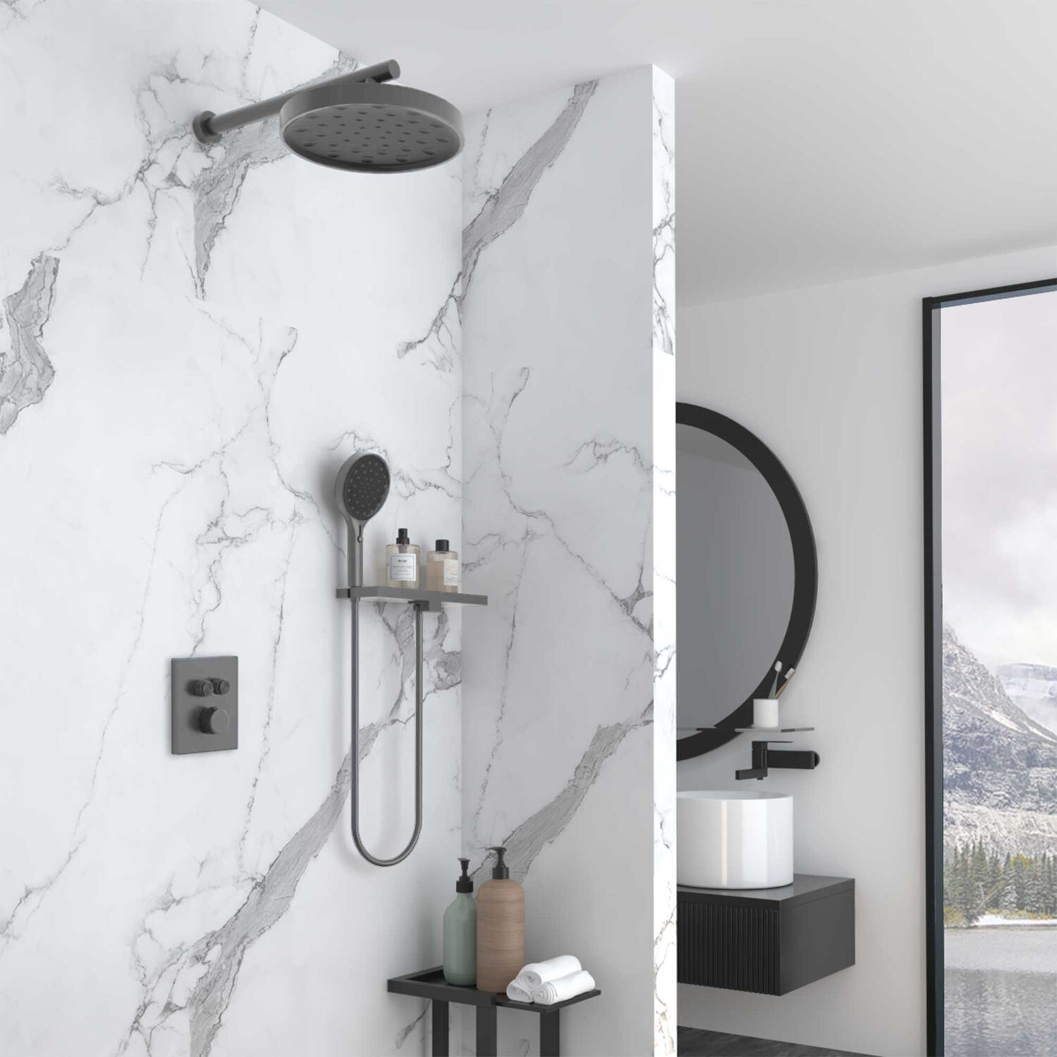 Душевой комплект Vincea Inspire VSFW-3I21MT2RGM, встраиваемый, цвет вороненая сталь - фото 1