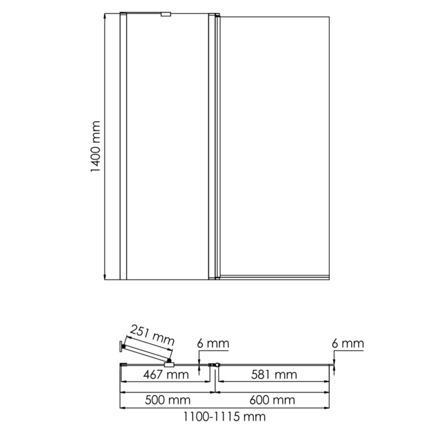 Шторка на ванну WasserKRAFT Salm 27P02-110 Fixed 110x140, стекло прозрачное, профиль хром