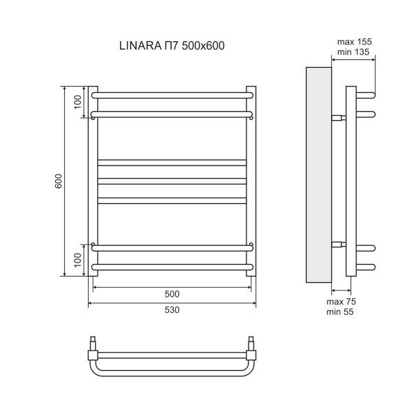 Полотенцесушитель Lemark Linara П7 50x60 электрический - фото 1