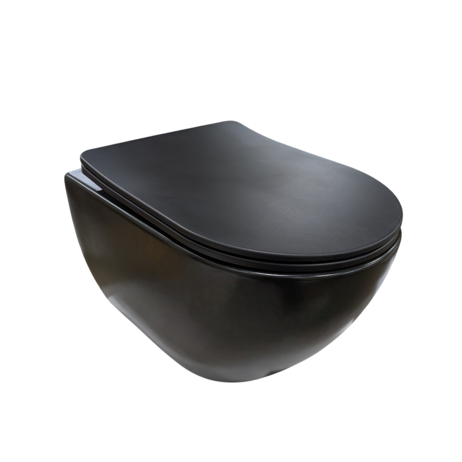 Унитаз Joki Stella XL T JK5751039MB подвесной, безободковый, смыв торнадо, с сиденьем микролифт, цвет черный матовый