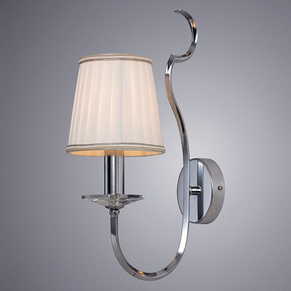 Бра Arte Lamp Andrea A6352AP-1CC, арматура хром, плафон ткань бежевая, 15х26 см - фото 1