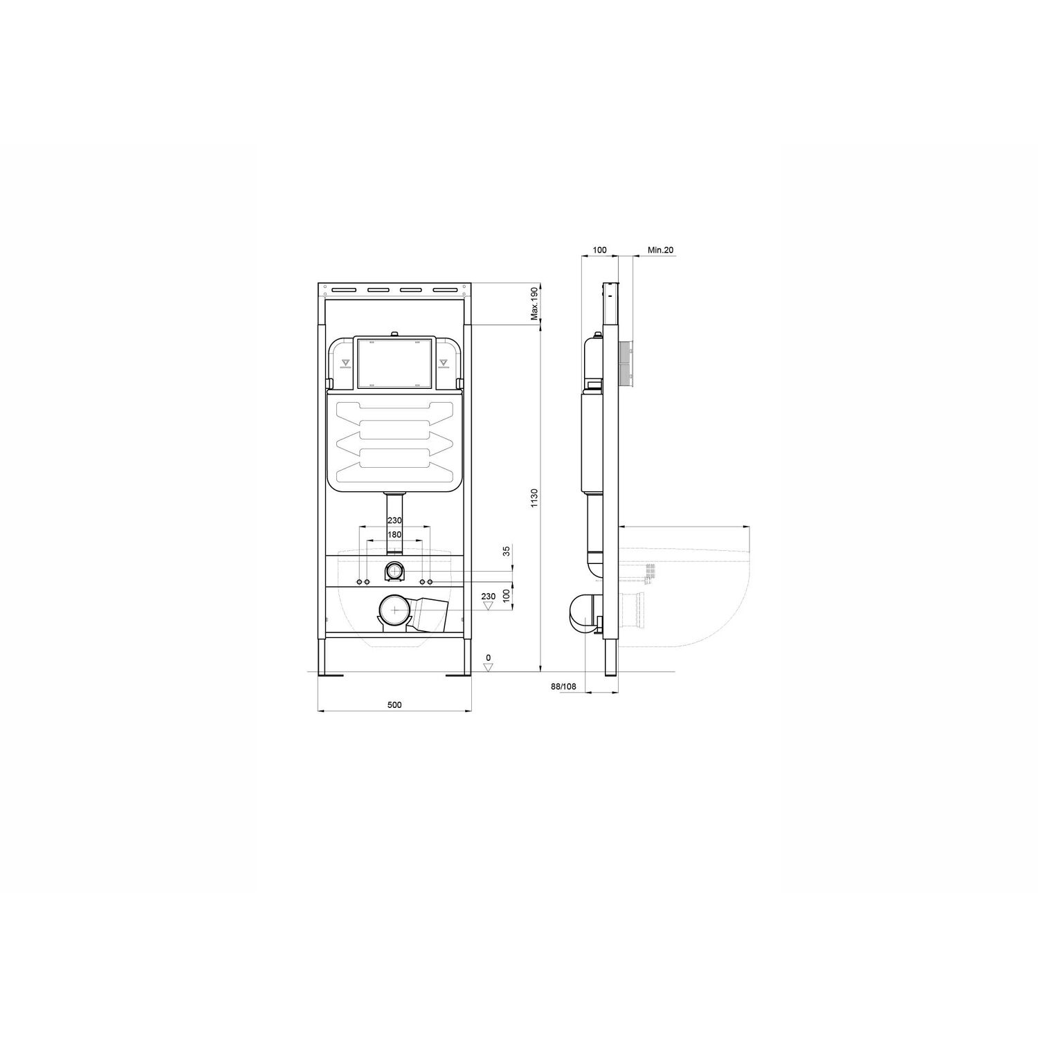 Комплект Акватек Европа Mw: Инсталляция EasyFix INS-0000010 + Кнопка KDI-0000054 оружейная сталь + Унитаз Европа AQ1901-MW белый матовый - фото 1