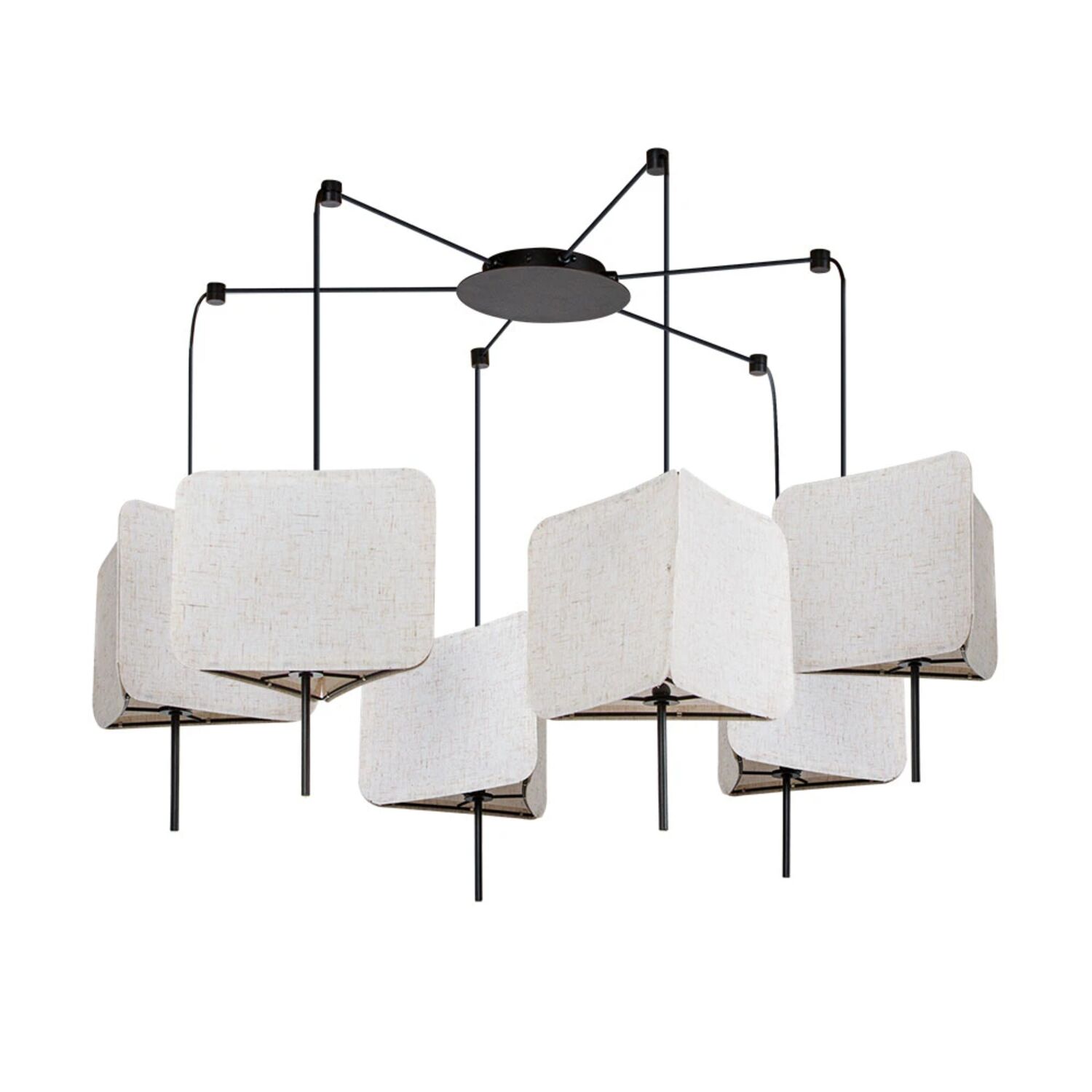 Подвесная люстра Arte Lamp Trixie A7084SP-6BK, арматура черная, плафон ткань бежевая