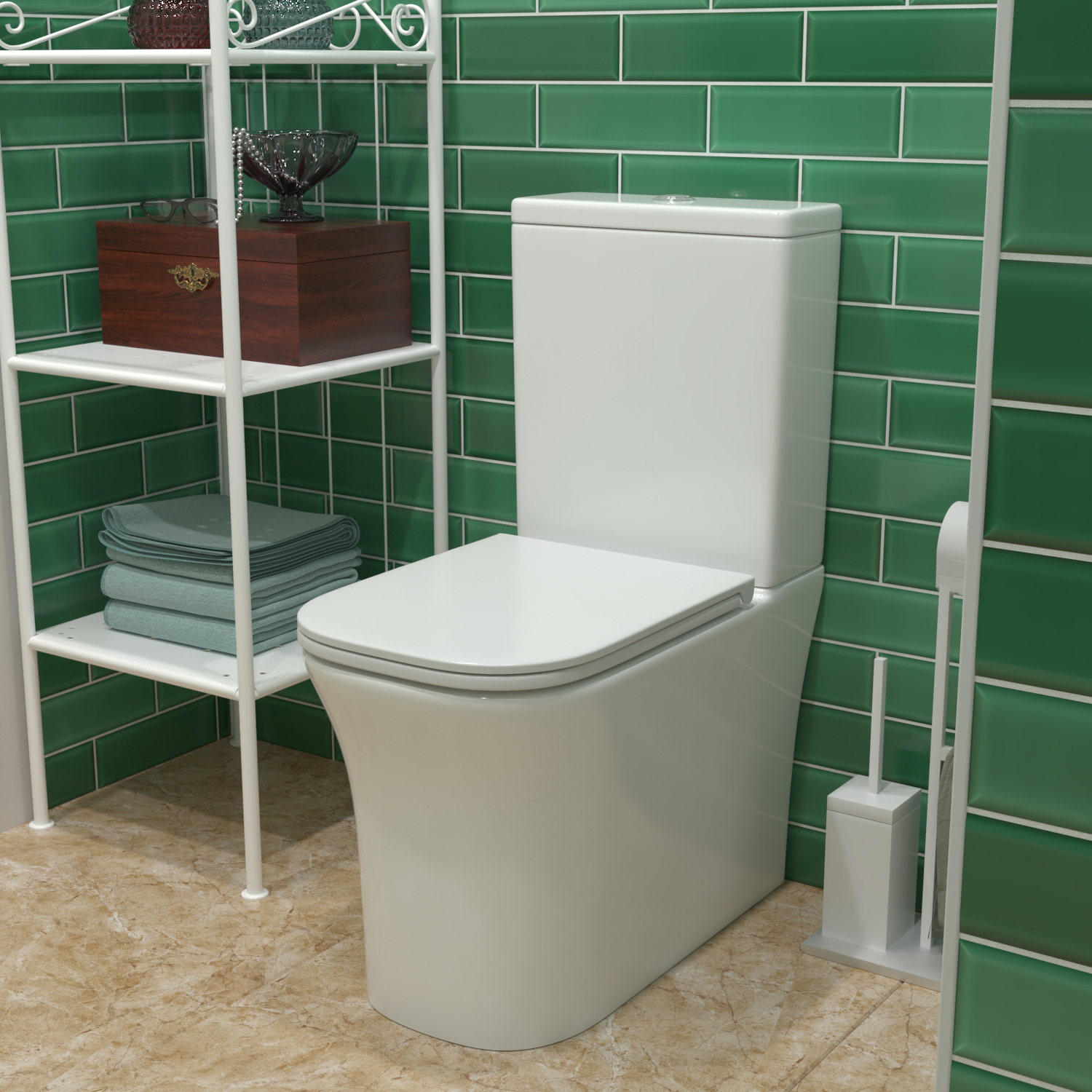 Унитаз JOKI Rise JK3092026 напольный с бачком безободковый, сиденье микролифт - фото 1