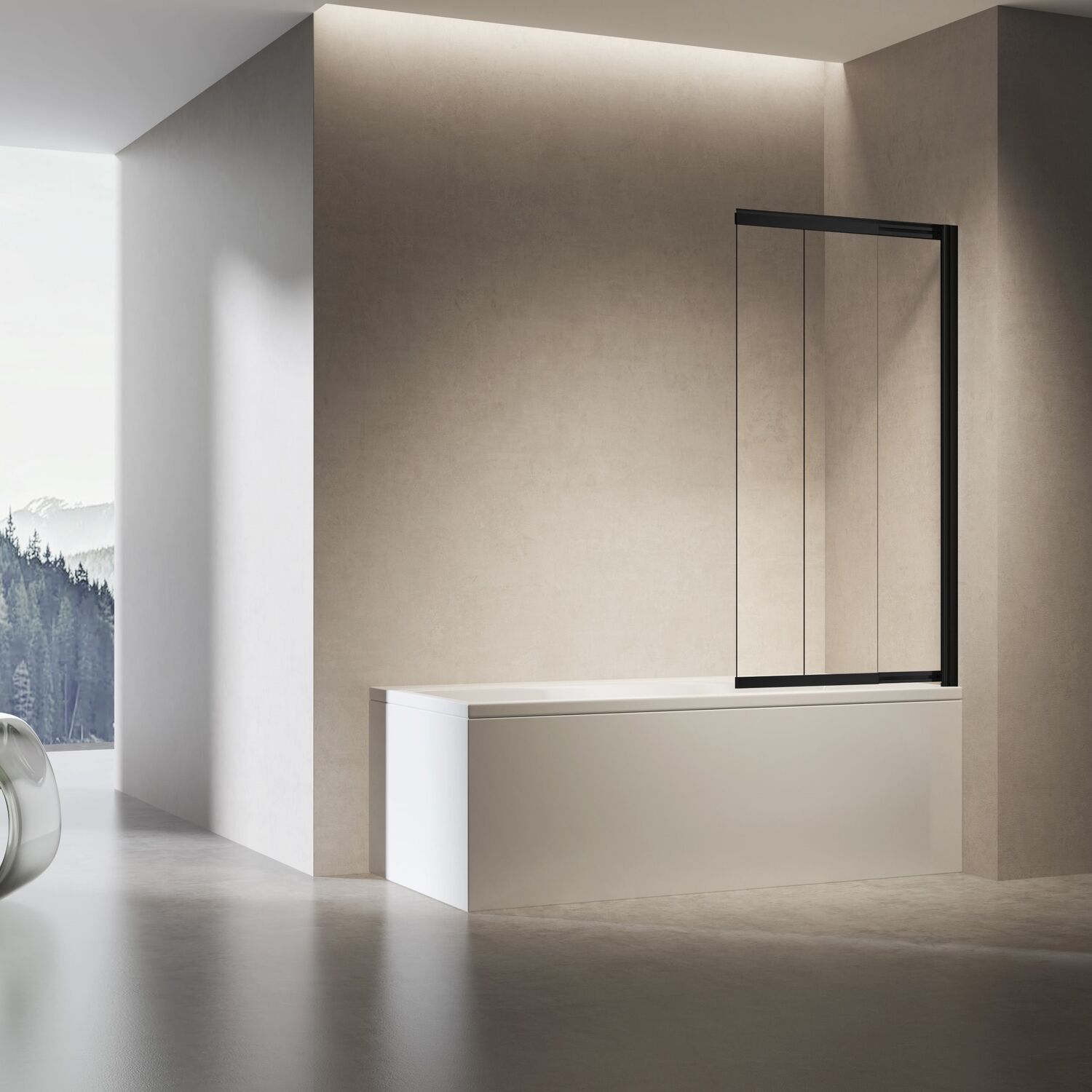 Шторка на ванну Vincea VSB-6E 90x140, стекло прозрачное, профиль черный