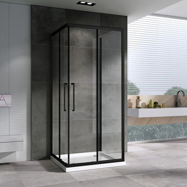 Душевой уголок Abber Schwarzer Diamant AG02090BH-S90B 90x90, стекло прозрачное, профиль черный