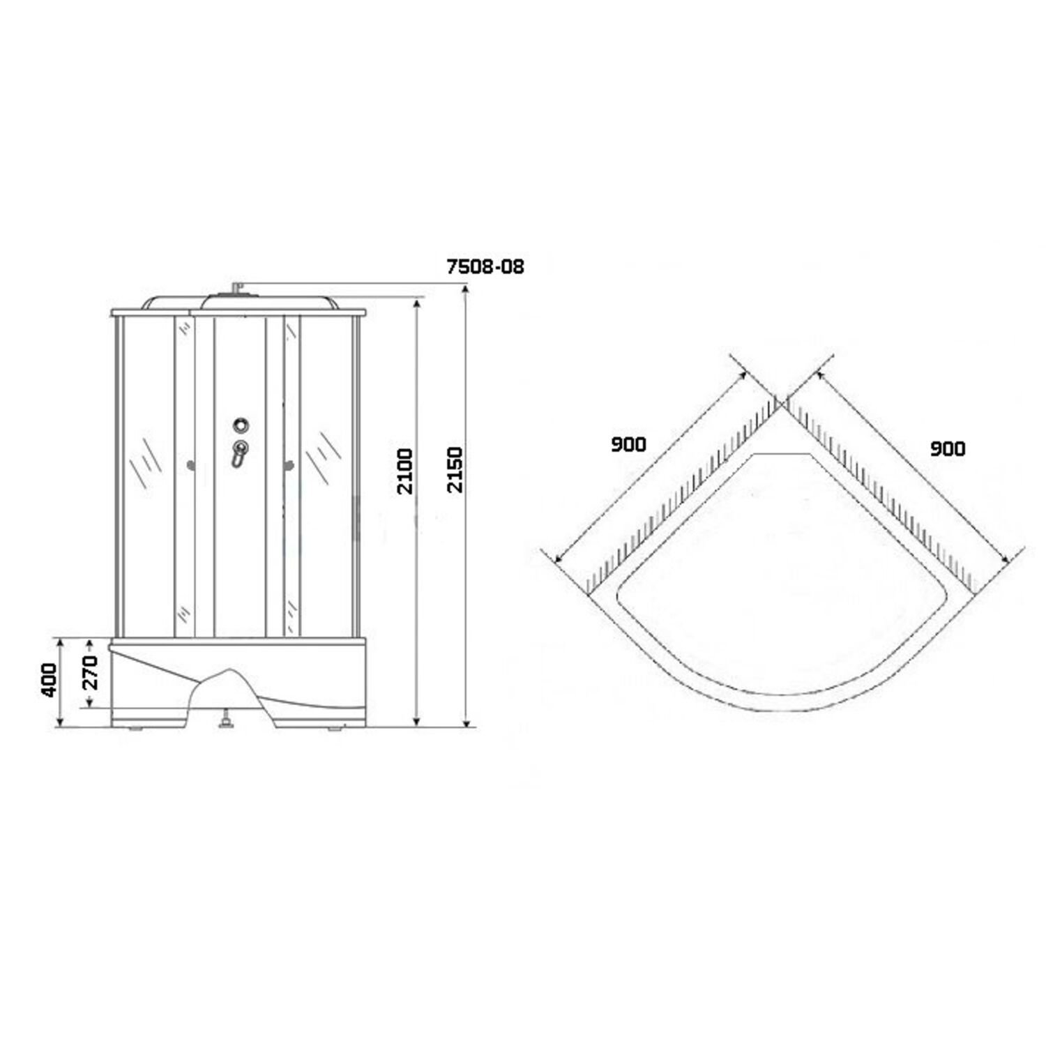 Душевая кабина Niagara Eco NG-7508-14 90х90, стекло тонированное мозаика, профиль хром матовый, с крышей  - фото 1