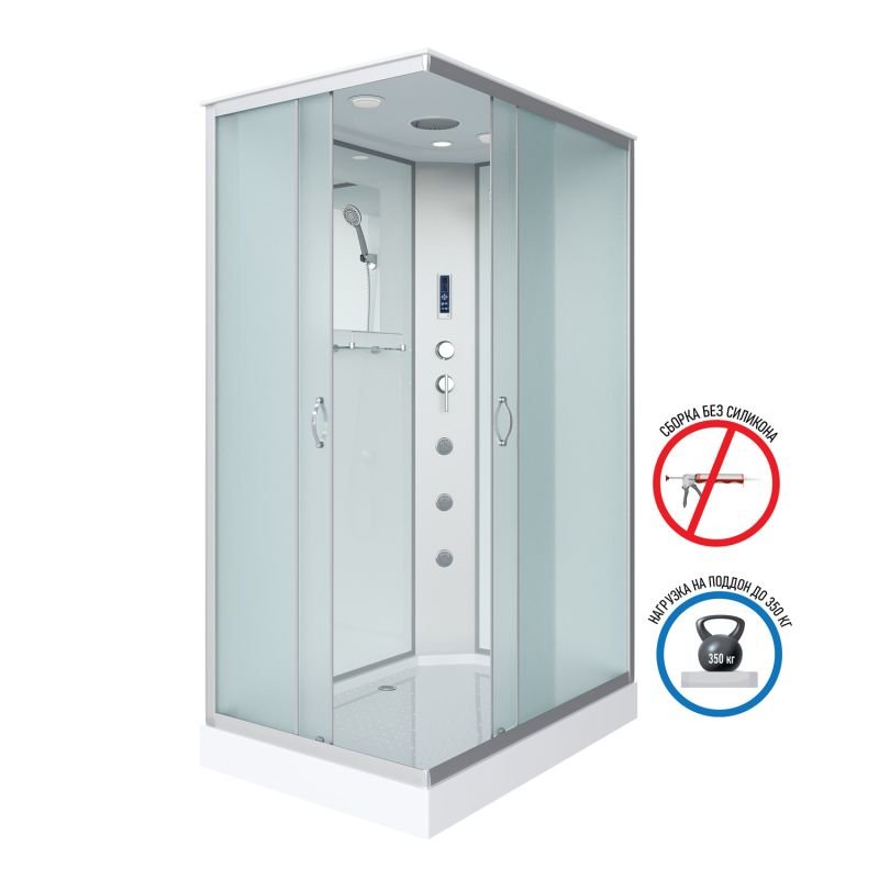 Душевая кабина Niagara Classic NG-43975-14QF 90x70, стекло матовое, профиль серебро, с крышей, с гидромассажем, с пультом управления - фото 1