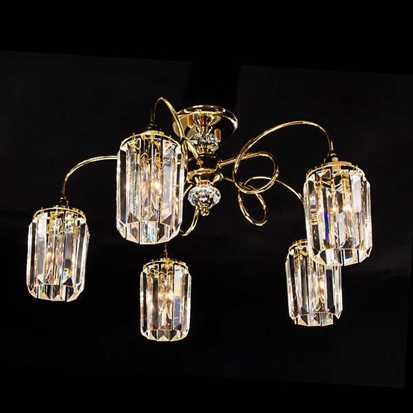 Потолочная люстра Citilux Синди CL330152, арматура золото, плафоны хрусталь прозрачный, 60х60 см