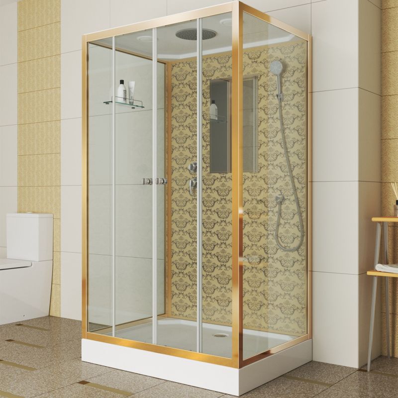 Душевая кабина Niagara Luxe NG-7772QG 120x90, стекло прозрачное, профиль золото, с крышей
