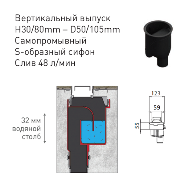 Душевой лоток Berges C1 Norma 090034 с решеткой 30x6 см, прямой выпуск, цвет матовый хром - фото 1