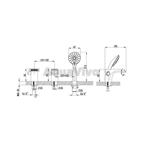 Смеситель Lemark Shift LM4345C для ванны - фото 1